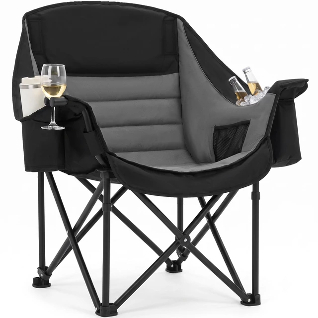 Main image of Heavy Duty Padded Camping Chair for Adults, Oversized Outdoor Camping Chair | Capacity 450lbsLawn Chair with Cup Holder Cooler Pocket for Beach Outdoor Sports Fishing Garden