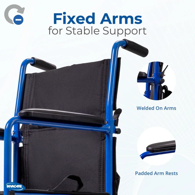 Alt view image 7 of 7 - Transport Wheelchair for Adults, Compact Lightweight Wheel Chair with Foldable Backrest, 19in Seat with Seatbelt, Swing-Away Footrests, Portable Steel Travel Transfer Chair