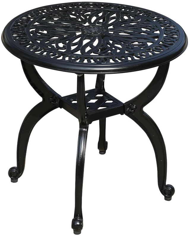 Main image of Cast Aluminum Outdoor Side Table, All Weather Round Small Coffee Table for Patio,Park,Lawn,Yard (18.5" Black)