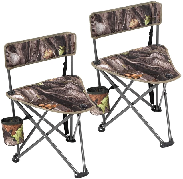 Main image of 2 Pack Tripod Hunting Chairs for Blinds | Folding Lightweight Portable Fishing Chair for Adults Hunting Stools with Backrest, Golf Chairs for Spectators, Camo