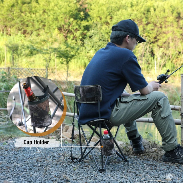 Alt view image 6 of 7 - 2 Pack Tripod Hunting Chairs for Blinds | Folding Lightweight Portable Fishing Chair for Adults Hunting Stools with Backrest, Golf Chairs for Spectators, Camo