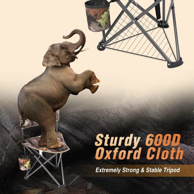 Alt view image 5 of 7 - 2 Pack Tripod Hunting Chairs for Blinds | Folding Lightweight Portable Fishing Chair for Adults Hunting Stools with Backrest, Golf Chairs for Spectators, Camo