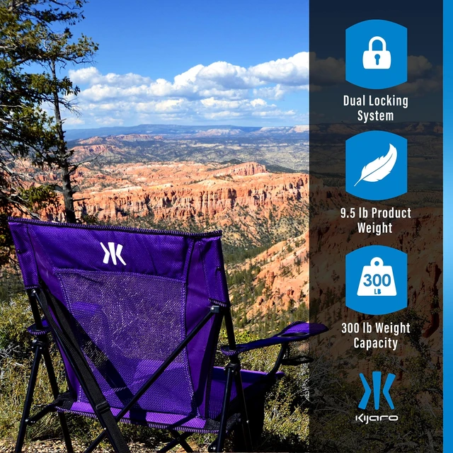 Alt view image 3 of 7 - Dual Lock Portable Camping Chairs - Enjoy the Outdoors with a Versatile Folding Chair, Sports Chair, Outdoor Chair & Lawn Chair - Dual Lock Feature Locks Position Kawachi Purple