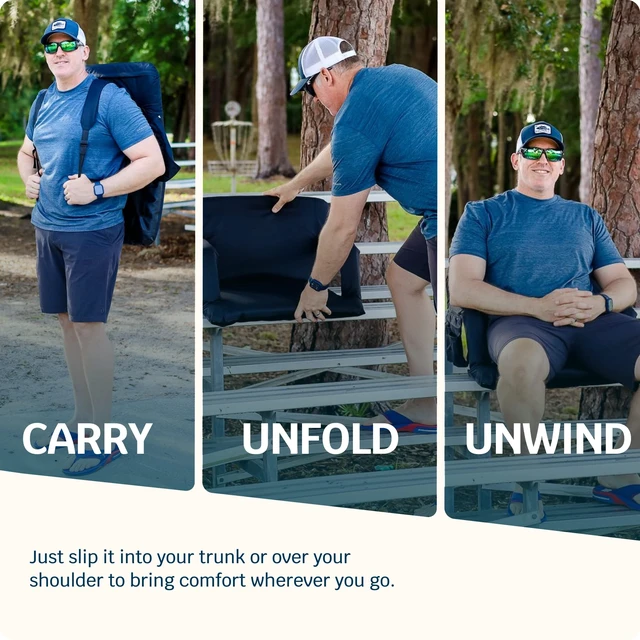 Alt view image 2 of 7 - Stadium Seats with Back Support for Bleachers Wide Bleacher Chairs with Thick Padded Cushion, Armrests, Side Pockets, & Shoulder Straps Best Portable Seat Chair for Sports Events