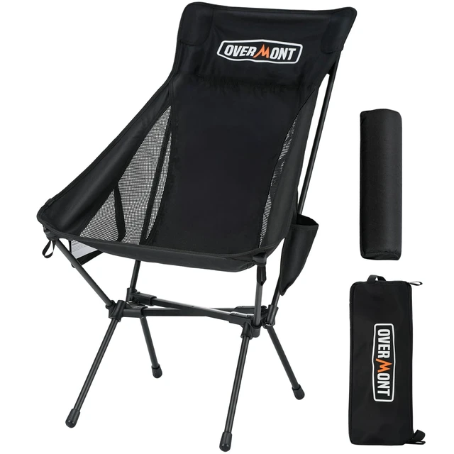 Main image of Portable High-Back Camping Chair - 440LBS Support Oversized Lightweight Folding Backpacking Chair for Adults - Compact with Detachable Pillow for Outdoor Travel Hiking Beach Fishing