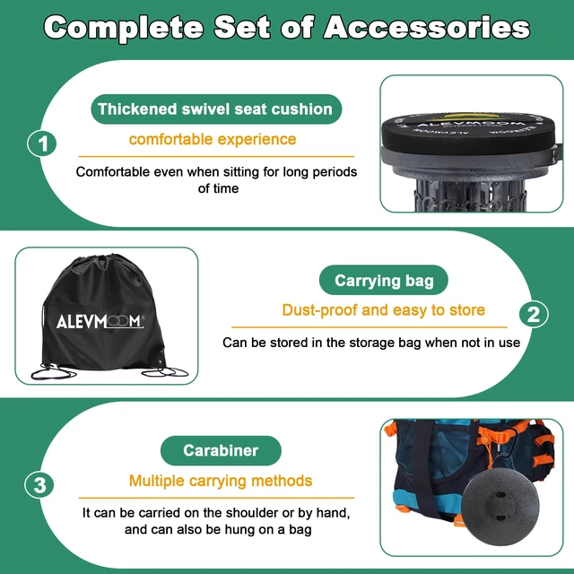 Alt view image 6 of 7 - Upgrade XXL Collapsilbe Stool with Wheels & Cushion, H 20.1, D 13 Heavy Duty Load Capacity 1000lbs, Portable Retractable Telescoping Folding Rolling Stool for Home, Office, Garage