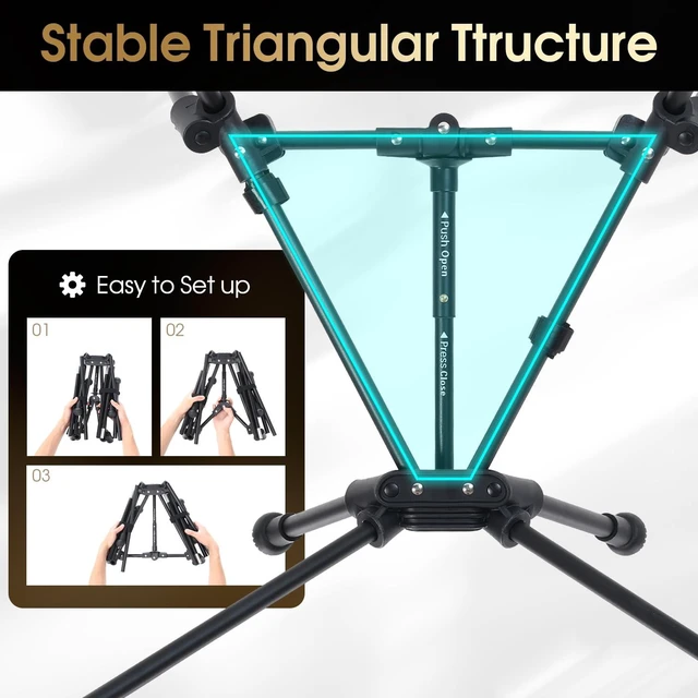 Alt view image 5 of 7 - High Back Folding Camping Chair, 330lbs Portable Compact Chair with Wide Seat & Ergonomic Back Support (Black)