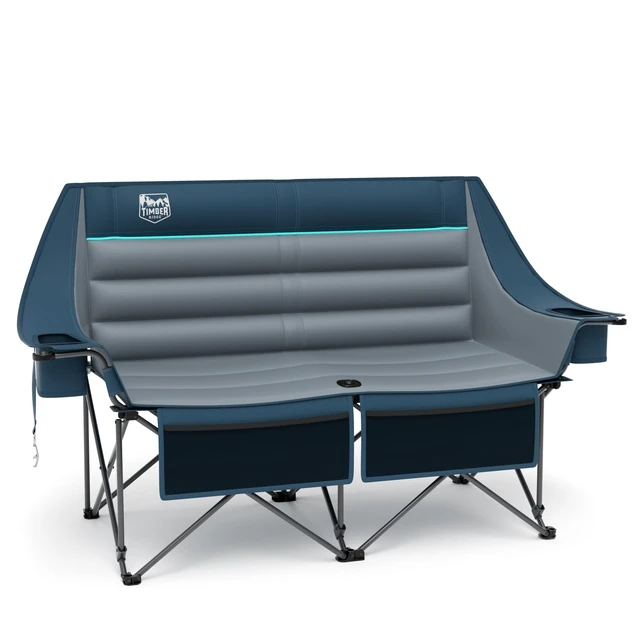 Main image of Oversized Double Camping Chair, Extra Wide Folding Camp Couch | Loveseat Folding Chairs with Cup & Wine Glass Holders, Dual Camping Chair with Pocket & Carry Bag for Campsites, Patio, Lawn