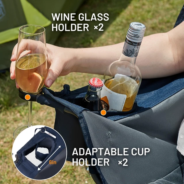 Alt view image 6 of 7 - Oversized Double Camping Chair, Extra Wide Folding Camp Couch | Loveseat Folding Chairs with Cup & Wine Glass Holders, Dual Camping Chair with Pocket & Carry Bag for Campsites, Patio, Lawn