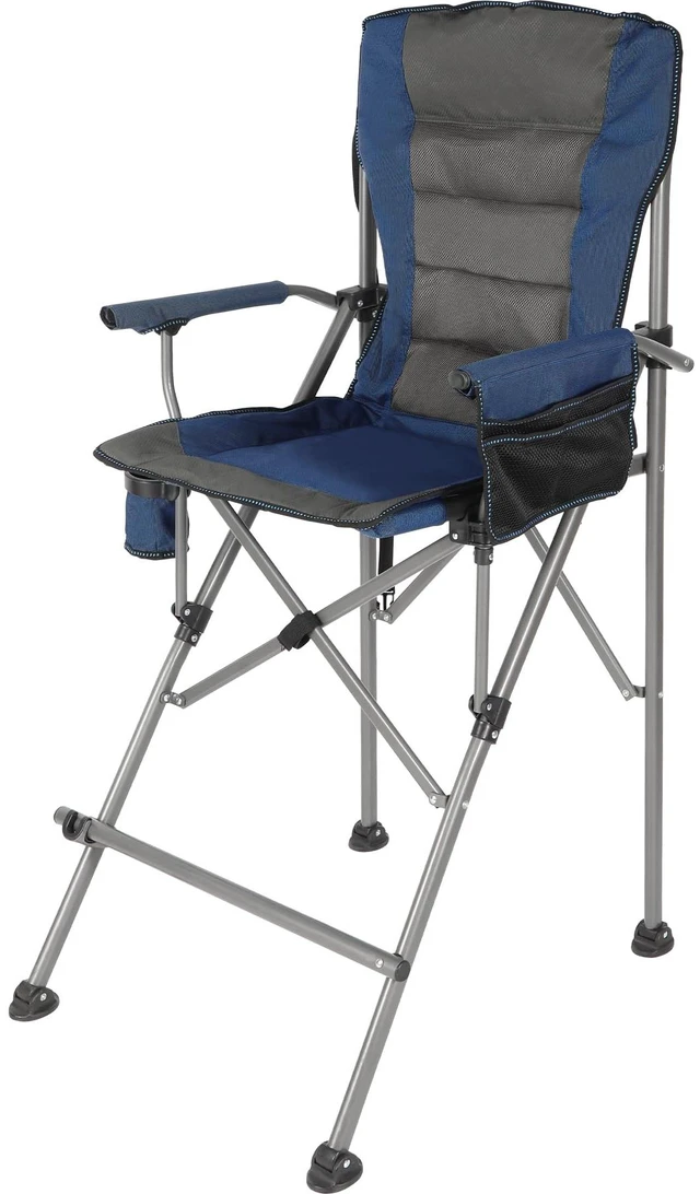 Main image of Extra Tall Folding Chairs for Adults 330lbs, Portable Bar Height Foldable Director Chairs for Camping Outside, Comfortable with High Back and Footrest, Blue