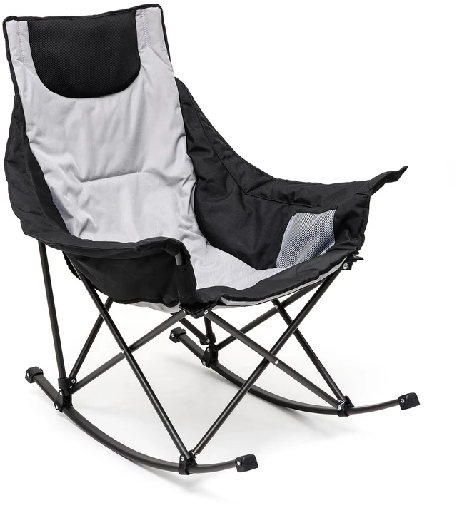 Main image of Oversized Folding Rocking Camping Chair for Adults, 500lbs Grey | Heavy Duty Outdoor Rocker Camping Chairs, High Back Padded Lawn Recliner with Side Pocket & Carry Bag