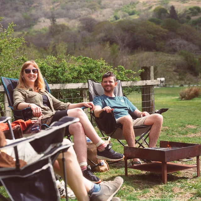 Alt view image 2 of 7 - Oversized Folding Rocking Camping Chair for Adults, 500lbs Grey | Heavy Duty Outdoor Rocker Camping Chairs, High Back Padded Lawn Recliner with Side Pocket & Carry Bag