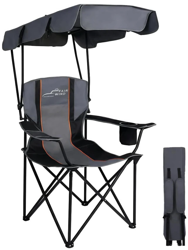 Main image of Portable Canopy Camping Chair 380 LBS Capacity Heavy Duty Oversized Folding Lawn Chair with Sunshade for Beach, Fishing, Sports & Outdoors