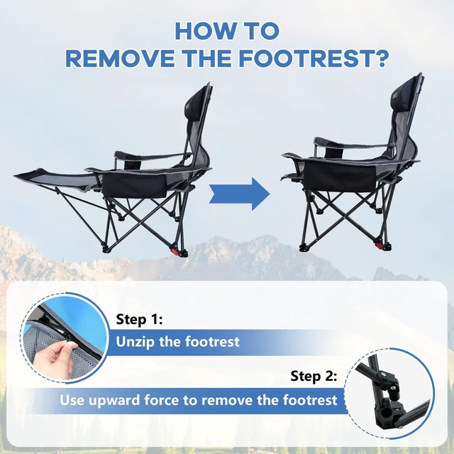 Alt view image 6 of 7 - Reclining Camping Chair 4 Position with Foot Rest Comfortable for Adults 265Ibs Folding Lounger Mesh Beach Chair with Cooler Bag and Cup Holder for Outdoor Patio