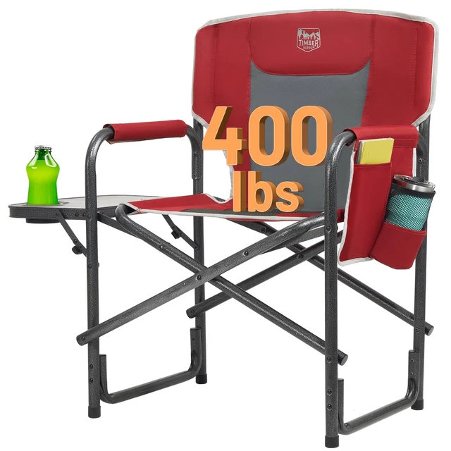 Main image of Aluminum Oversized Camping Chair, Support 400lbs | Lightweight Directors Chair Foldable with Side Table Detachable Side Pocket for Outdoor Camping, Lawn, Picnic