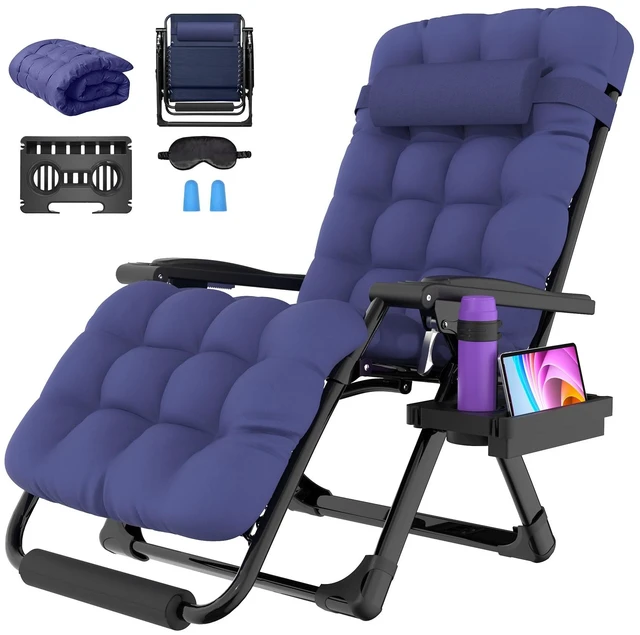 Main image of Oversized Zero Gravity Chair, 500LBS 29In XL Outdoor Recliner Chairs | w/Removable Cushion&Headrest, Camping Lounge Chair w/ Upgraded Lock&Footrest, Reclining Patio Chairs for Indoor Outdoor