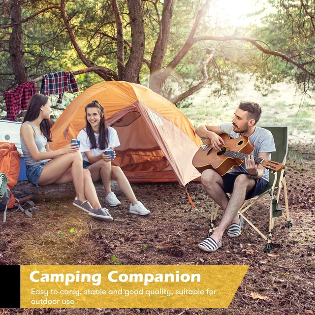 Alt view image 5 of 7 - Folding Camping Chairs Oversized Heavy Duty Padded 400 LBS Beach Chair Portable Outdoor Lawn Chairs with Storage Bag and Carry Bag for Sporting Hiking Picnics Fishing Army Green