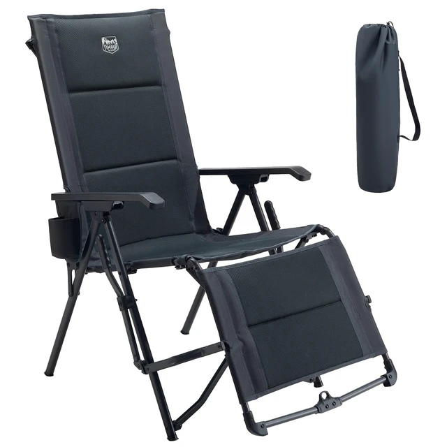 Main image of Folding Camping Chair, 4-Position Backrest with Footrest | Padded Reclining Design, Cup Holder, 330 lbs. Capacity, Easy-Fold Portable Design for Camping, Patio, RV & Outdoor Relaxation