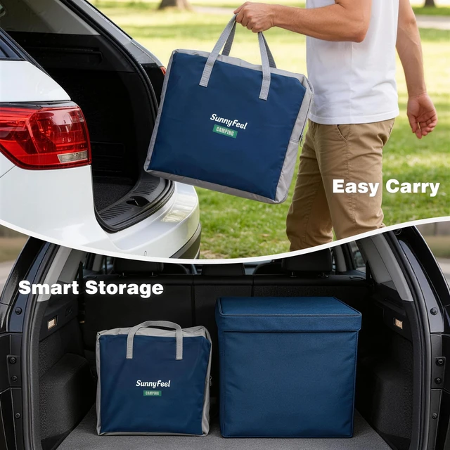 Alt view image 7 of 7 - Oversized Camping Directors Chair for Adults with Side Table | Heavy Duty Folding Chairs Padded Oxford Fabric Support 600lbs with Side Pocket & Carry Bag for Camping, Fishing, Lawn, Blue