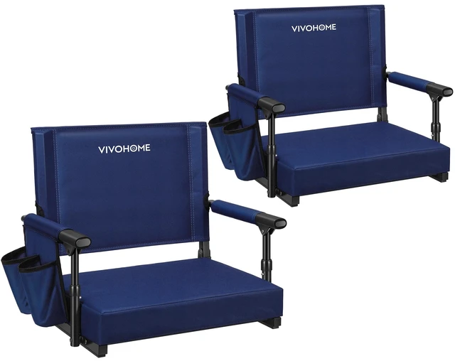 Main image of Stadium Seats with Back Support, Bleacher Chair for Sports Events | Foldable, Easy To Carry, Adjustable Length Shoulder Strap, Two Cup Holders, Armrest, Anti-slip Bottom, Weight Capacity 350 Lb
