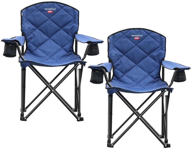 Main image of XXL Oversized Camping Chair 800 lbs for Big Tall Adults, Blue | Portable Folding 27" Wide Padded Seat with Steel Frame 600D Oxford, Cup Holders & Carry Bag for Outdoor, Travel, Camp, Sports