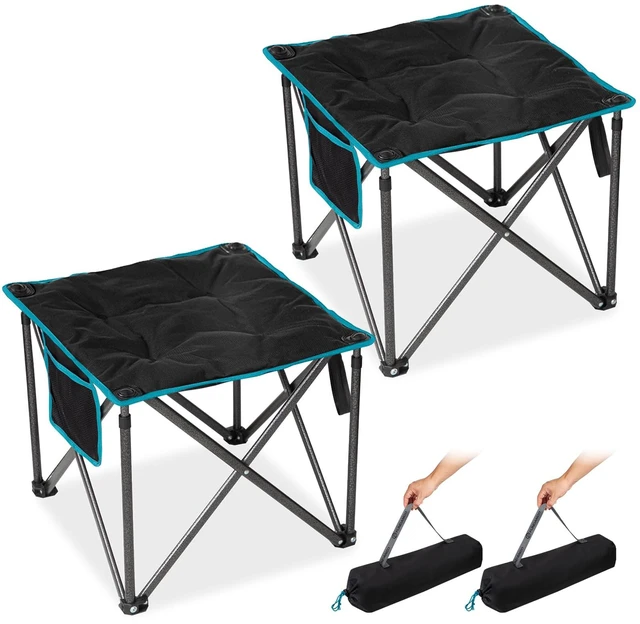 Main image of 2 Pack Camping Stool Padded 18.1in 440Lbs Folding Foot Rest | 440 Lbs Heavy Duty Outdoor Camp Chairs with Anti-Slip Foots & Carry Bag for Fishing Travel (Black)