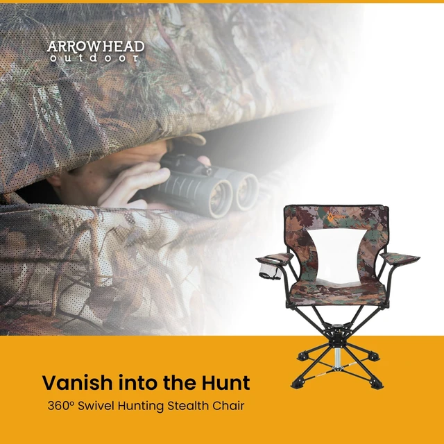 Alt view image 2 of 7 - 360° Degree Swivel Hunting Chair Stool Seat, No Sink Feet | Perfect for Blinds, No, Carrying Case, Steel Frame, Fishing, High-Grade 600D Canvas, Supports up to 450lbs, Camping, Beach