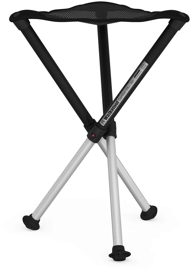 Main image of - Comfort Model - Black and Silver - 3 Legged Folding Stool in Aluminium - Height 18" to 30" - Maximum Load 440 to 550 Lbs - Made in Sweden