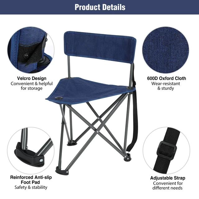 Alt view image 2 of 7 - 2 Pack Tripod Chairs for Adults, Folding Lightweight Portable Golf Chairs
