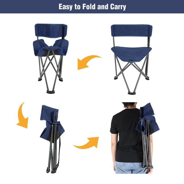 Alt view image 4 of 7 - 2 Pack Tripod Chairs for Adults, Folding Lightweight Portable Golf Chairs