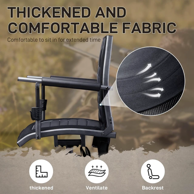 Alt view image 6 of 7 - 360° Silent Swivel Hunting Chair for Blinds, Adjustable Folding Hunting Seats with Armrests for Outdoor Activities, Fishing, Support 400lbs, Black