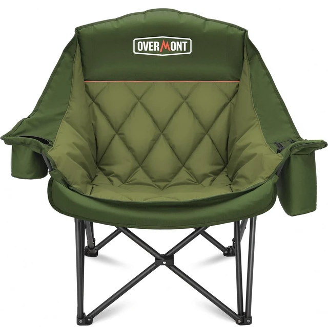 Main image of Oversized XL Camping Chair for Adults 500 lb Support | Padded Seating and A Cooler Bag for Camping Sports Garden Beach Fishing Lawn Outdoor Relaxation with Side Pocket&Cup Holder