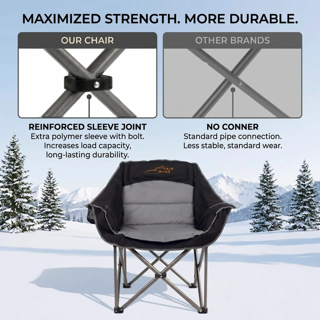 Alt view image 7 of 7 - XL Oversized Heated Padded Camping Chair for Adults | Extra-Wide Seat,Thick Cushioning,3 Heat Levels,No Battery Included,500 LBS Cap,Portable for Campfire Outdoor& Road Trip