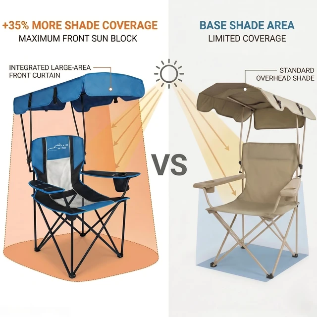 Alt view image 4 of 7 - Oversized Canopy Camping Chair 380 LBS Capacity | 600D Oxford Fabric, Backpack Design, 50+ UPF Sunshade, Folding Lawn Chair for Beach, Fishing & Sports