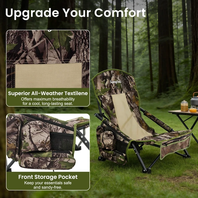 Alt view image 3 of 7 - Turkey Hunting Chair, Low Profile Ground Blind Seat | 300LBS Folding Deer Hunting Chair with Carry Bag and Storage Pockets for Fishing Outdoor Travel Picnic