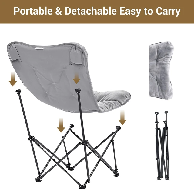 Alt view image 5 of 7 - Double Beach Chair with Canopy Shade Oversized Camping Chairs with Canopy, Cooler Bag & Cup Holder Folding Loveseat for Camp Fishing Beach (Light Grey)