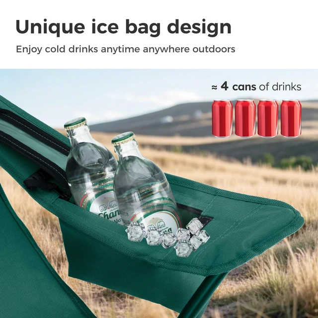 Alt view image 4 of 7 - Camping Chair 2 Pack Folding Chair with 4-Can Cooler Bag | Portable Lawn Chair with Cup Holder,Storage Pocket, Supports 250LBS, Collapsible Chair for Camp, Beach, Picnic