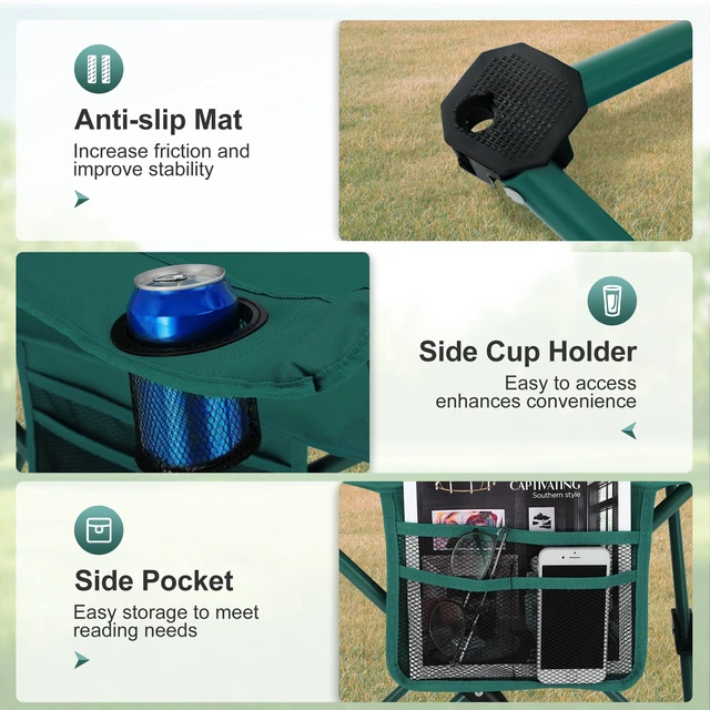 Alt view image 6 of 7 - Camping Chair 2 Pack Folding Chair with 4-Can Cooler Bag | Portable Lawn Chair with Cup Holder,Storage Pocket, Supports 250LBS, Collapsible Chair for Camp, Beach, Picnic