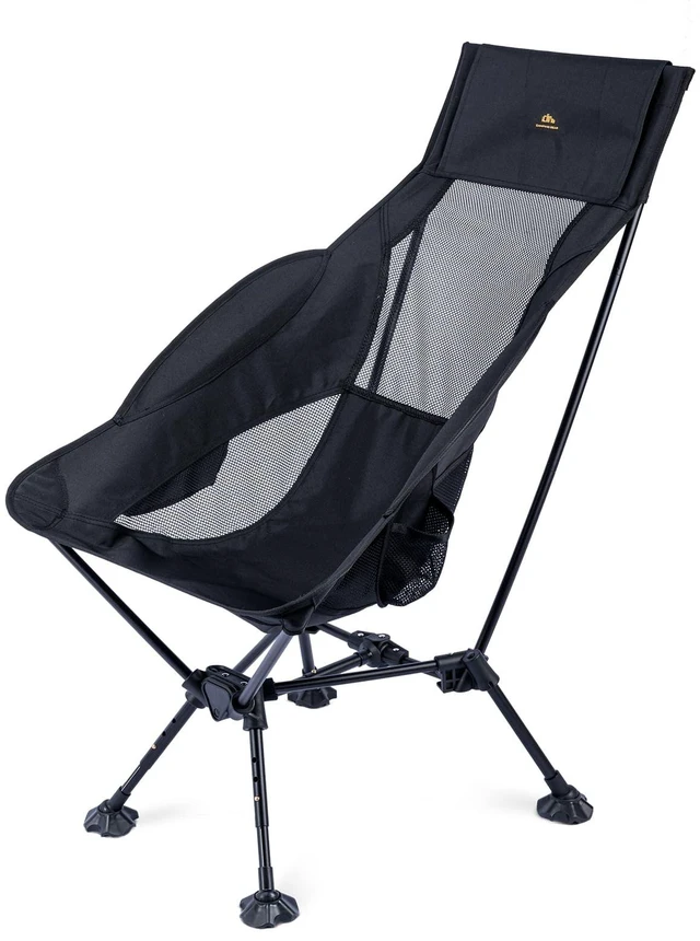 Main image of Ultralight Compact Folding Anti-Sinking Chair, High Back, Black | Adjustable Height, Anti-Sinking Large Feet, Aluminum Triangular Frame, with Carry Bag, for Camping Beach Backpacking