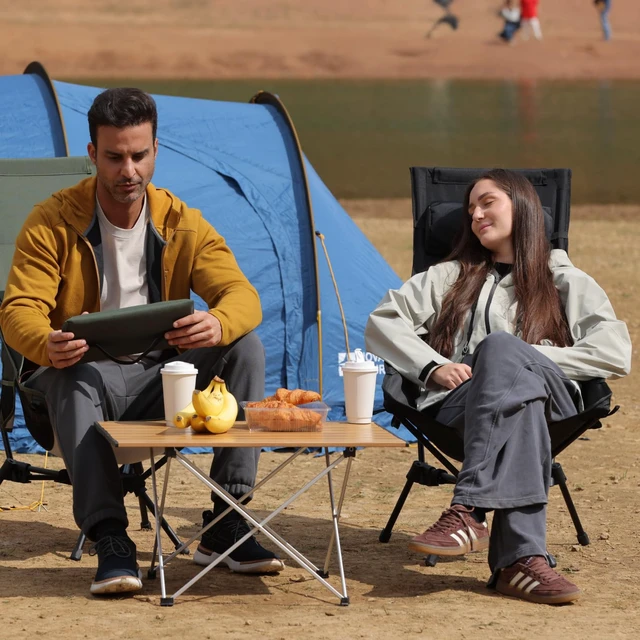 Alt view image 2 of 7 - RestAngle High Back Folding Camping Chair, Lounge Comfort - Green | Portable for space-saving storage, packs down small, removable pillow, easy to carry for RVs, campfires and backyards.