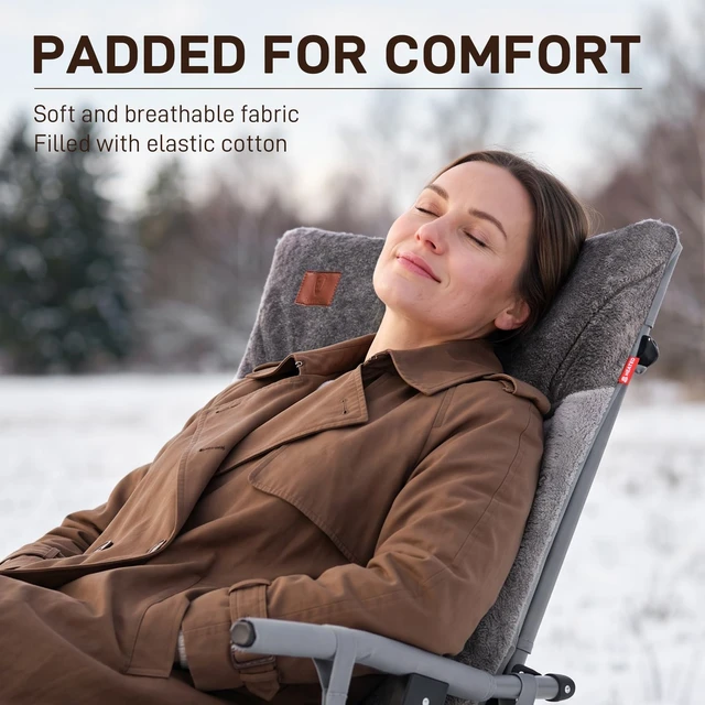 Alt view image 2 of 7 - Heated Oversized Folding Rocking Camping Chair, Padded | Portable Rocker Chair for Patio, Lawn and Outdoors, Heavy Duty Hard Armchair for Adults Supports 400lbs