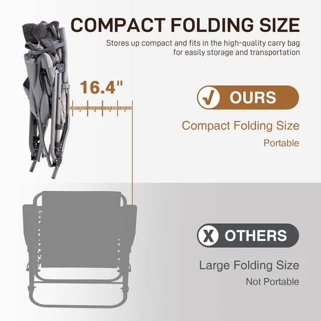 Alt view image 5 of 7 - Heated Oversized Folding Rocking Camping Chair, Padded | Portable Rocker Chair for Patio, Lawn and Outdoors, Heavy Duty Hard Armchair for Adults Supports 400lbs