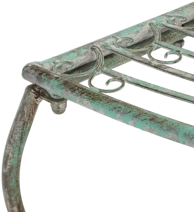 Alt view image 4 of 5 - Outdoor Abia Metal Tree Bench, 50" Antique Dark Green PAT5018D | Tree Bench, 50", Iron, Patio Outdoor