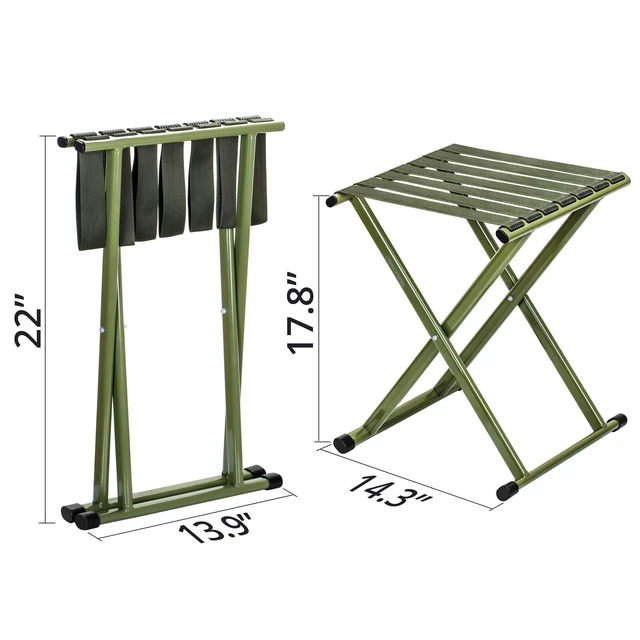 Alt view image 5 of 7 - Folding Stool, 2-Pack Portable Camping Stool 17.8inch Height Lightweight Stainless Steel Foldable Chair for Outdoor Camping Walking Hunting Hiking Fishing, Support 225 lbs