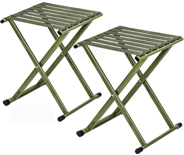 Main image of Folding Stool, 2-Pack Portable Camping Stool 17.8inch Height Lightweight Stainless Steel Foldable Chair for Outdoor Camping Walking Hunting Hiking Fishing, Support 225 lbs