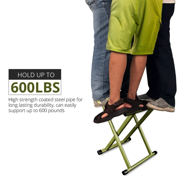 Alt view image 6 of 7 - Folding Stool, 2-Pack Portable Camping Stool 17.8inch Height Lightweight Stainless Steel Foldable Chair for Outdoor Camping Walking Hunting Hiking Fishing, Support 225 lbs
