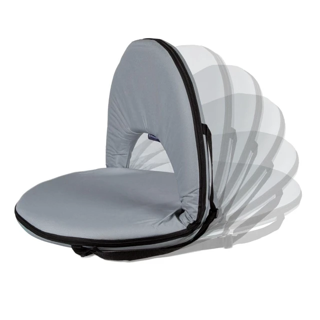 Alt view image 2 of 7 - "Go Anywhere Reclining Camp Chair, Grey | A padded steel-frame chair with a 5-position reclining backrest, carry strap, and 300-pound capacity.