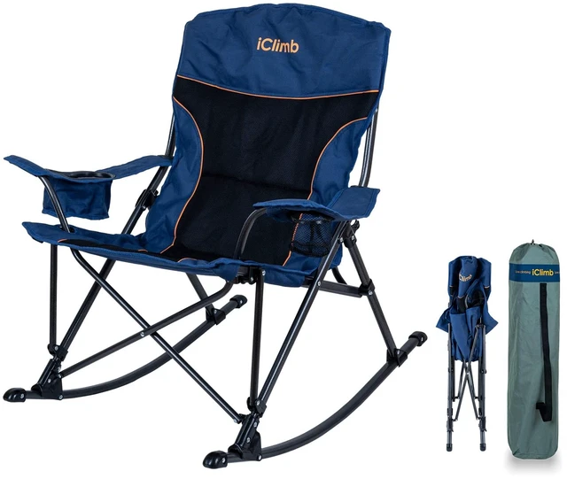 Main image of Padded Folding Rocking Chair Heavy Duty Camping Patio Porch Backyard Lawn Garden Balcony Rocker Indoor Outdoor with Carry Bag