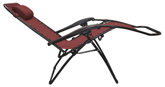 Alt view image 5 of 6 - Sports Zero Gravity Outdoor Portable Folding Camping Lawn Deck Patio Pool Recliner Lounge Chair for Adults, Adjustable Headrest, Burgundy