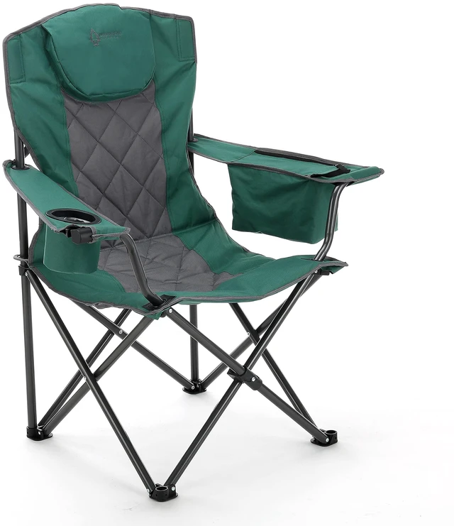 Main image of Deluxe Folding Camp Chair, Integrated Cooler, Headrest | and Dual Cup Holders., 550lb Capacity Heavy-Duty Quad, Camping, Beach, Tailgating, Fishing, Patio, Hunting, Backyard, Picnic